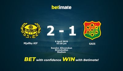 Pronóstico, cuotas y pronósticos de apuestas para el partido Mjallby AIF vs. GAIS (06/04/2025)