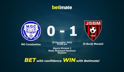 Predicción, probabilidades y consejos de apuestas MO Constantine vs JS Bordj Menaiel 29/12/2023
