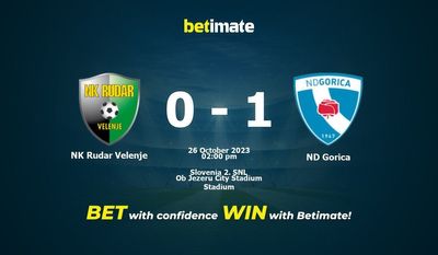 Predicciones, cuotas y consejos de apuestas de NK Rudar Velenje vs ND Gorica 26/10/2023
