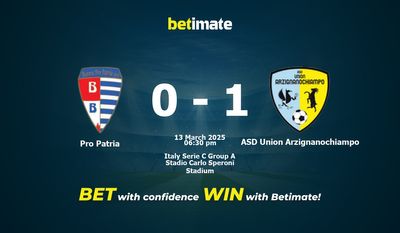Pro Patria vs ASD Union Arzignanochiampo: Pronóstico, cuotas y consejos de apuestas (13/03/2025)