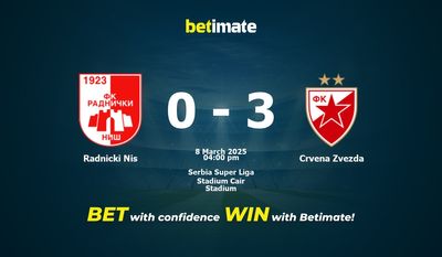 Predicciones, cuotas y consejos de apuestas para Radnicki Nis vs Crvena Zvezda 08/03/2025