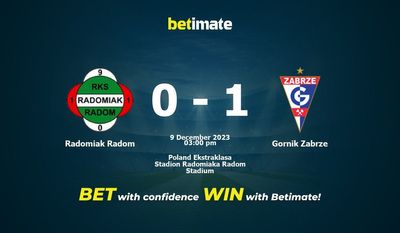 Predicciones, cuotas y consejos de apuestas de Radomiak Radom vs Gornik Zabrze 09/12/2023