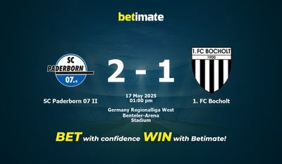 Pronóstico, cuotas y pronósticos de apuestas para el partido SC Paderborn 07 II vs. 1. FC Bocholt (17/05/2025)