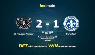 Predicción, cuotas y pronósticos de apuestas para el SC Preussen Munster vs. Darmstadt (26/04/2025)