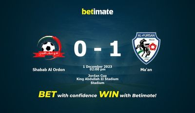 Predicción, cuotas y consejos de apuestas Shabab Al Ordon vs Ma'an 01/12/2023