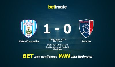 Predicción, cuotas y consejos de apuestas Virtus Francavilla vs Taranto 29/10/2023