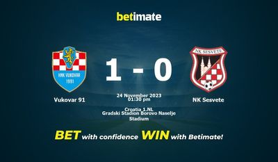 Predicciones, cuotas y consejos de apuestas para Vukovar 91 vs NK Sesvete 24/11/2023