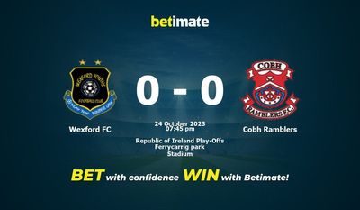 Predicción, cuotas y consejos de apuestas de Wexford FC vs Cobh Ramblers 24/10/2023
