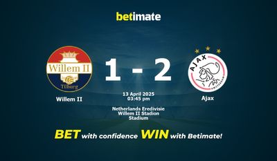 Pronóstico, cuotas y pronósticos de apuestas Willem II vs. Ajax (13/04/2025)