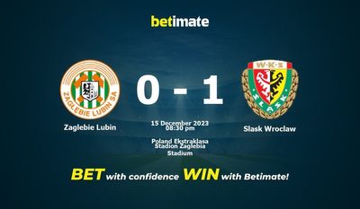 Predicción, cuotas y consejos de apuestas Zaglebie Lubin vs Slask Wroclaw 15/12/2023