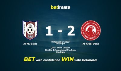 Al-Mu'aidar vs Al-Arabi Doha -ennuste, kertoimet ja vedonlyöntivinkit 8.12.2023