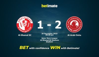 Al-Shamal SC vs Al-Arabi Doha Ennuste, kertoimet & Vedonlyöntivinkit 20.12.2023