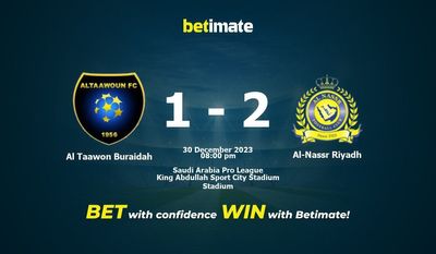 Al Taawon Buraidah vs Al-Nassr Riyadh -ennustus, kertoimet ja vedonlyöntivinkit 30.12.2023