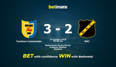 Cambuur Leeuwarden vs NAC Prediction, kertoimet ja vedonlyöntivinkit 15.10.2023