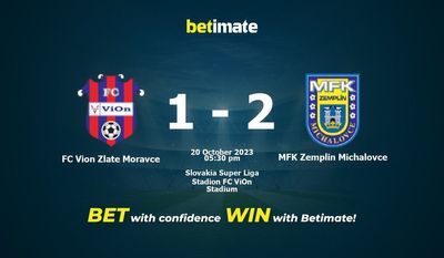 FC Vion Zlate Moravce vs MFK Zemplin Michalovce Ennustus, kertoimet ja vedonlyöntivinkit 20.10.2023