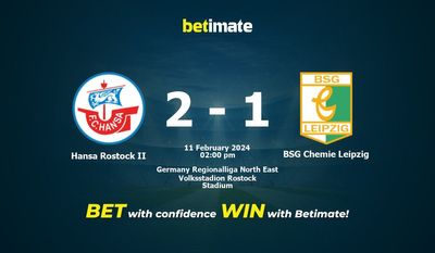 Hansa Rostock II vs BSG Chemie Leipzig Ennuste, kertoimet ja vedonlyöntivinkit 11.02.2024