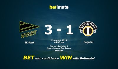 IK Start vs Sogndal Prediction, kertoimet ja vedonlyöntivinkit 13.8.2023