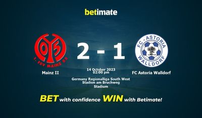 Mainz II vs FC Astoria Walldorf Ennuste, kertoimet ja vedonlyöntivinkit 14.10.2023