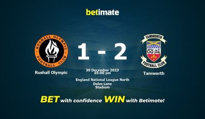 Rushall Olympic vs Tamworth ennustus, kertoimet ja vedonlyöntivinkit 30.12.2023