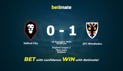 Salford City vs AFC Wimbledon -ennuste, kertoimet ja vedonlyöntivinkit 16.12.2023