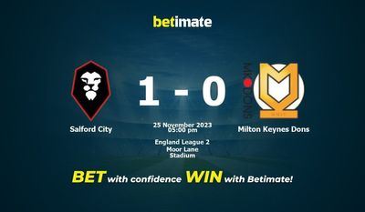 Salford City vs Milton Keynes Dons -ennuste, kertoimet ja vedonlyöntivinkit 25.11.2023