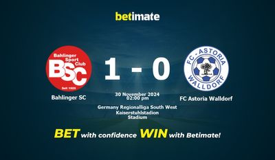 Pronostic Bahlinger SC vs FC Astoria Walldorf, cotes et conseils de paris 30/11/2024