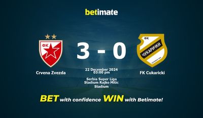 Crvena Zvezda vs FK Cukaricki Prédiction, cotes et conseils de paris 22/12/2024