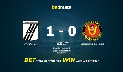 CS Sfaxien vs Espérance de Tunis Prédiction, cotes et conseils de paris 20/06/2024