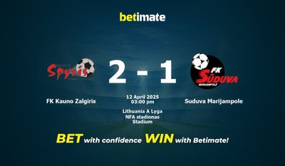 FK Kauno Zalgiris vs Suduva Marijampole Prédiction, cotes et conseils de paris 12/04/2025