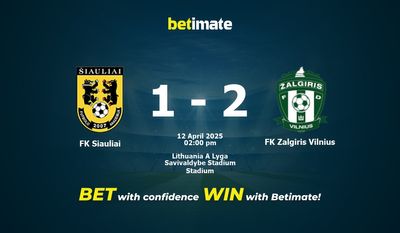 FK Siauliai vs FK Zalgiris Vilnius Prédiction, cotes et conseils de paris 12/04/2025