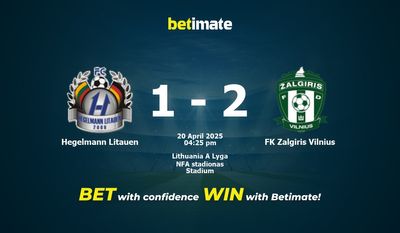 Hegelmann Litauen vs FK Zalgiris Vilnius Prédiction, cotes et conseils de paris 20/04/2025