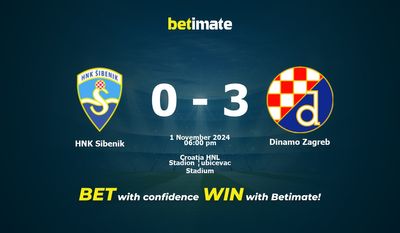 Pronostic HNK Sibenik vs Dinamo Zagreb, cotes et conseils de paris 01/11/2024