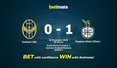 Prédiction, cotes et conseils de paris pour Incheon Utd vs Daejeon Hana Citizen 11/10/2024