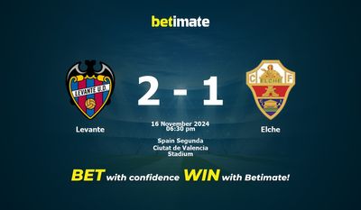 Pronostic Levante vs Elche, cotes et conseils de paris 16/11/2024