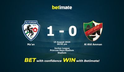 Ma'an vs Al Ahli Amman Prédiction, cotes et conseils de paris 15/08/2024
