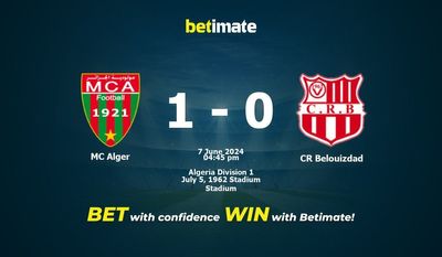 MC Alger vs CR Belouizdad Prédiction, cotes et conseils de paris 07/06/2024