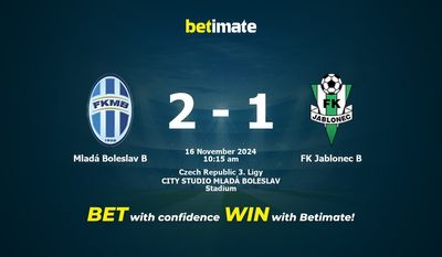Mladá Boleslav B vs FK Jablonec B Prédiction, cotes et conseils de paris 16/11/2024