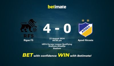 Rigas FS vs Apoel Nicosia Prédiction, cotes et conseils de paris 22/08/2024