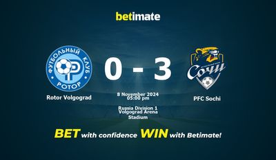 Pronostic, cotes et conseils de paris Rotor Volgograd vs PFC Sochi 08/11/2024