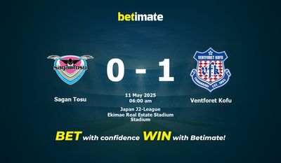 Pronostic, cotes et conseils de paris Sagan Tosu vs Ventforet Kofu (11/05/2025)