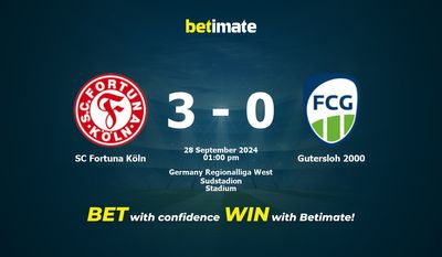SC Fortuna Köln vs Gutersloh 2000 Pronostic, cotes et conseils de paris 28/09/2024