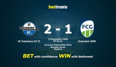 SC Paderborn 07 II vs Gutersloh 2000 Pronostic, cotes et conseils de paris 13/09/2024