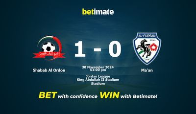 Pronostic Shabab Al Ordon vs Ma'an, cotes et conseils de paris 30/11/2024