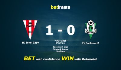 SK Sokol Zapy vs FK Jablonec B Prédiction, cotes et conseils de paris 07/05/2025
