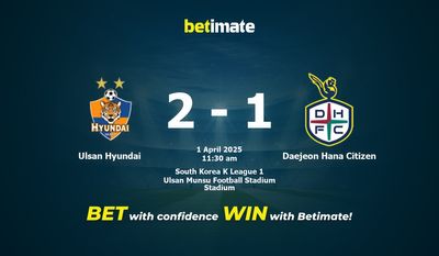 Pronostic, cotes et conseils de paris pour Ulsan Hyundai vs Daejeon Hana Citizen (04/01/2025)