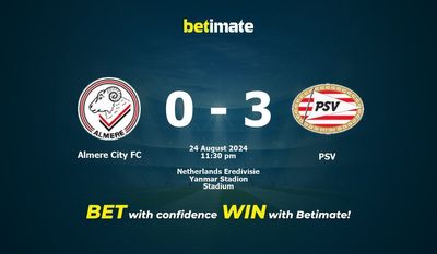 Prediksi Almere City FC vs PSV, Peluang & Tips Taruhan 24/08/2024