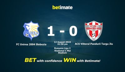 FC Unirea 2004 Slobozia vs ACS Viitorul Pandurii Targu Jiu Prediksi, Peluang & Tips Taruhan 12/08/2023