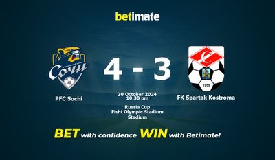 Prediksi, Peluang & Tips Taruhan PFC Sochi vs FK Spartak Kostroma 30/10/2024