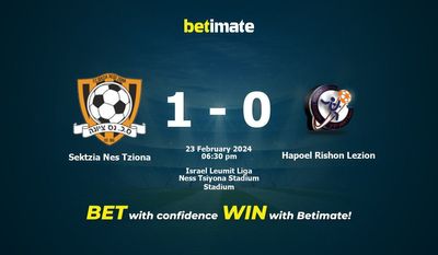 Sektzia Nes Tziona vs Hapoel Rishon Lezion Prediksi, Peluang & Tips Taruhan 23/02/2024