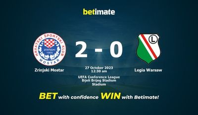 Prediksi Zrinjski Mostar vs Legia Warsawa, Peluang & Tips Taruhan 26/10/2023